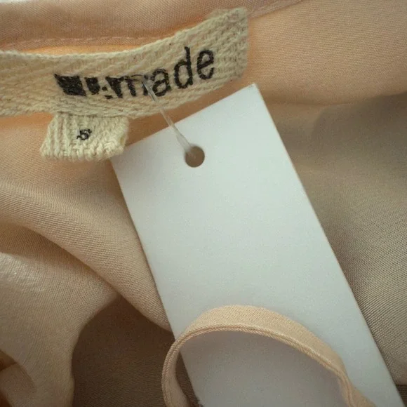 LaMade 100% silk cami y2k long tank S pink ruffle detail Euro summer NWT pastel - Picture 8 of 10